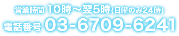 �c�Ǝ���10���`��5��(���j�̂�24��) ���d�b03-6709-6241